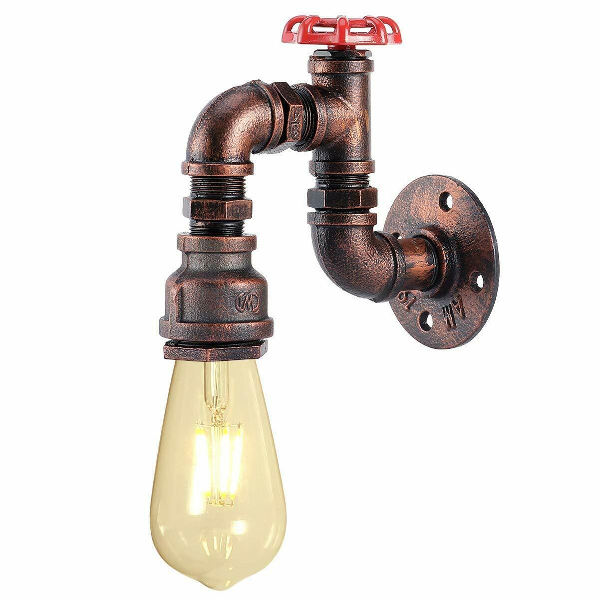 Modern Water-Pipe Wall Sconce Lamp in Rustic Red