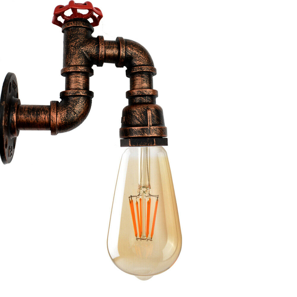 Modern Water-Pipe Wall Sconce Lamp in Rustic Red