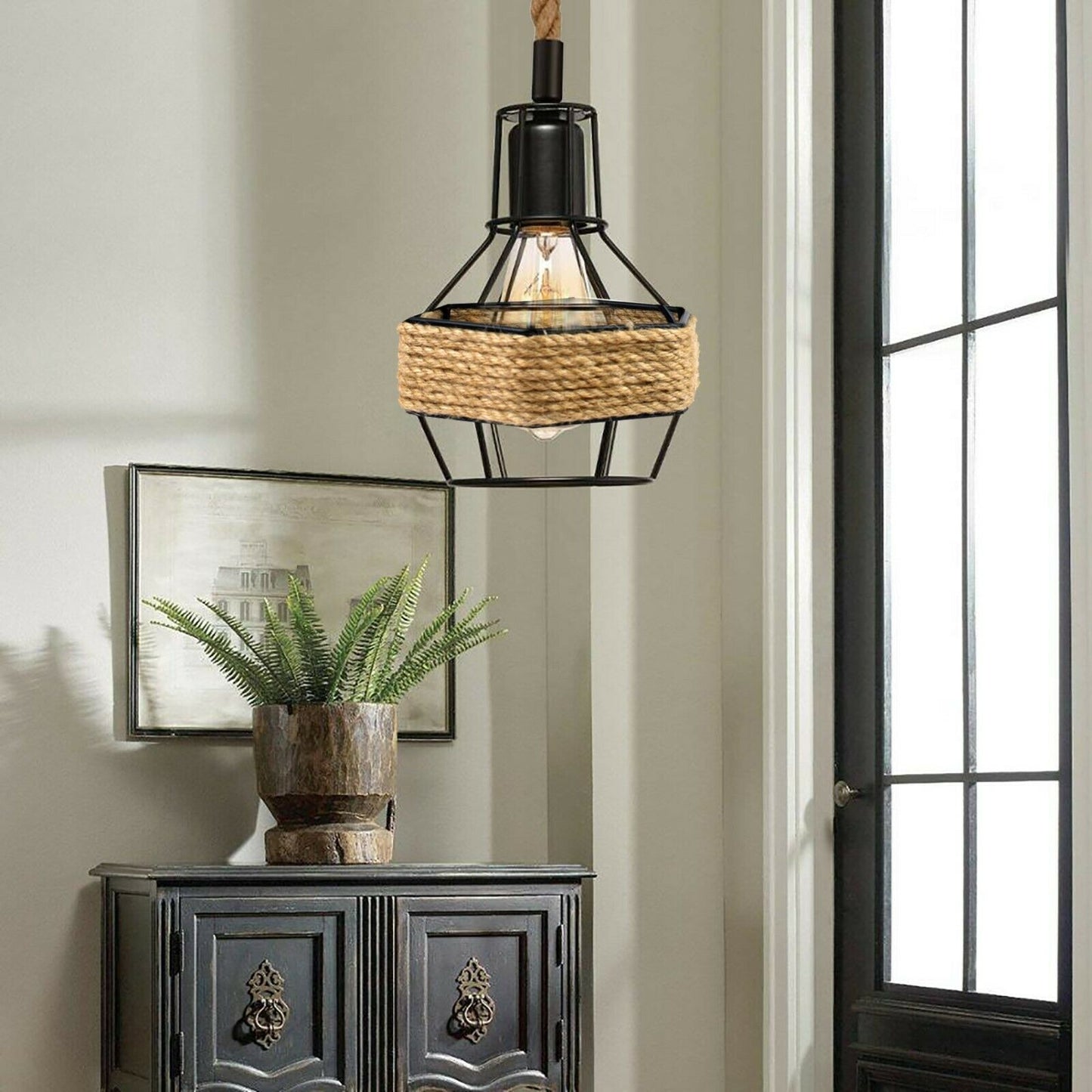 Hemp Rope Pendant Light for bed room.JPG