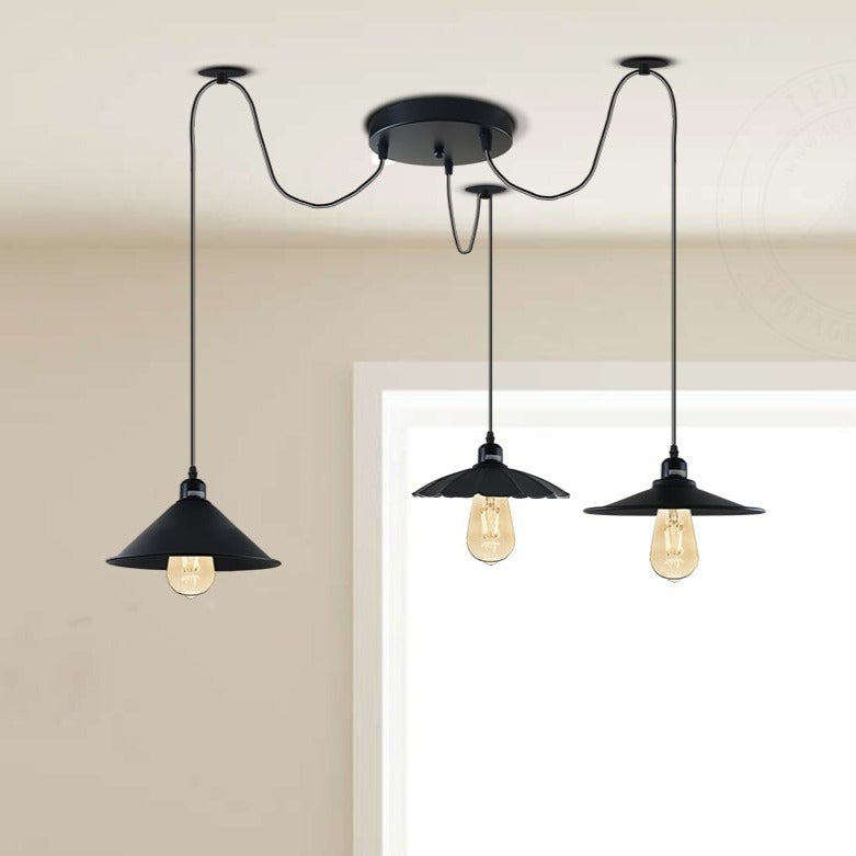 Industrial Three-head Metal Shade Spider Pendant Light