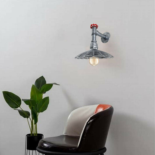 Brushed Silver Steampunk pipe wall light for living room.JPG