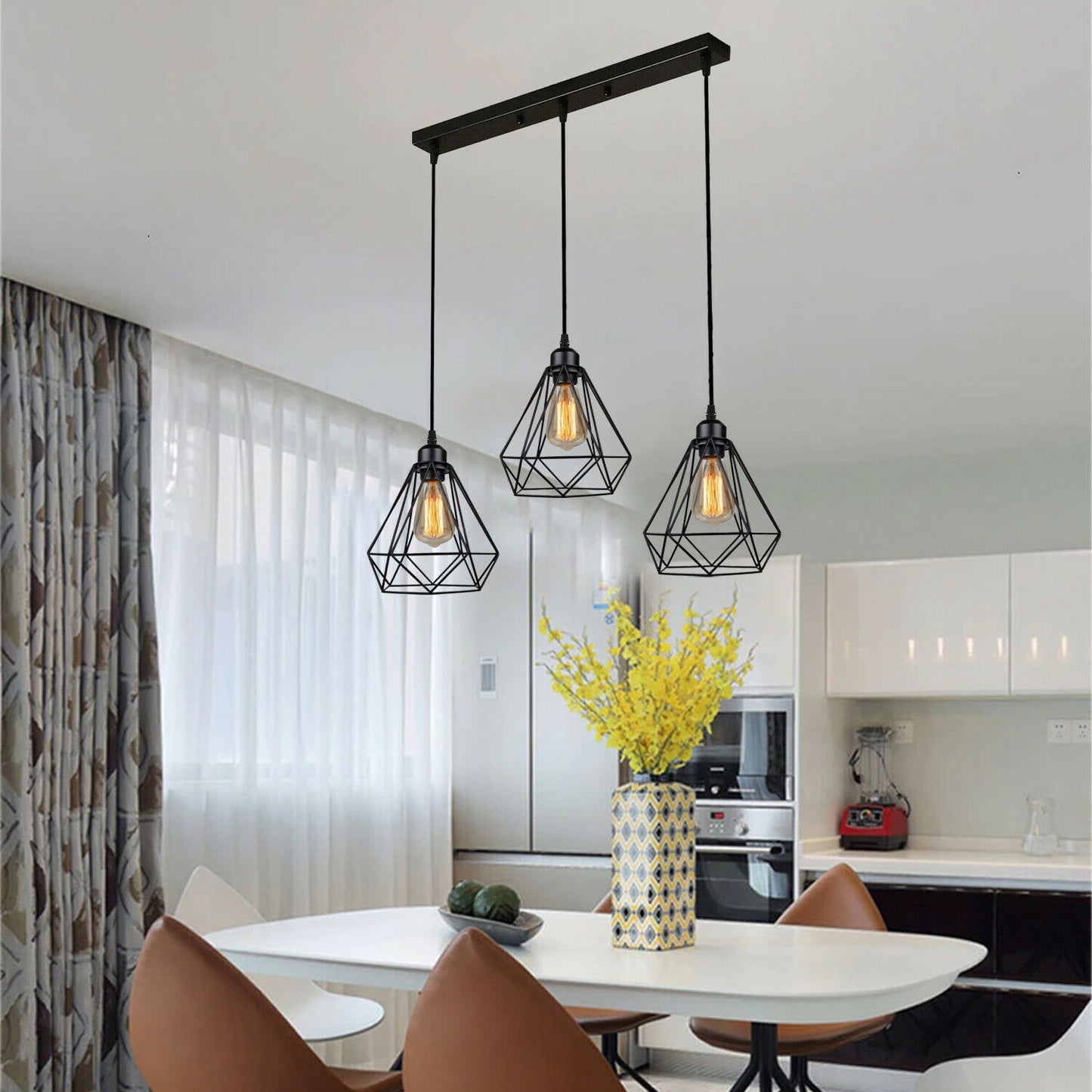 Vintage Geometric Pendant Light Cage Farmhouse Light Fixture