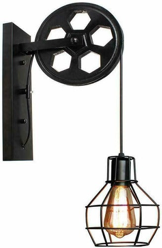 Black Rustic Pulley Wall Sconce Lighting .JPG