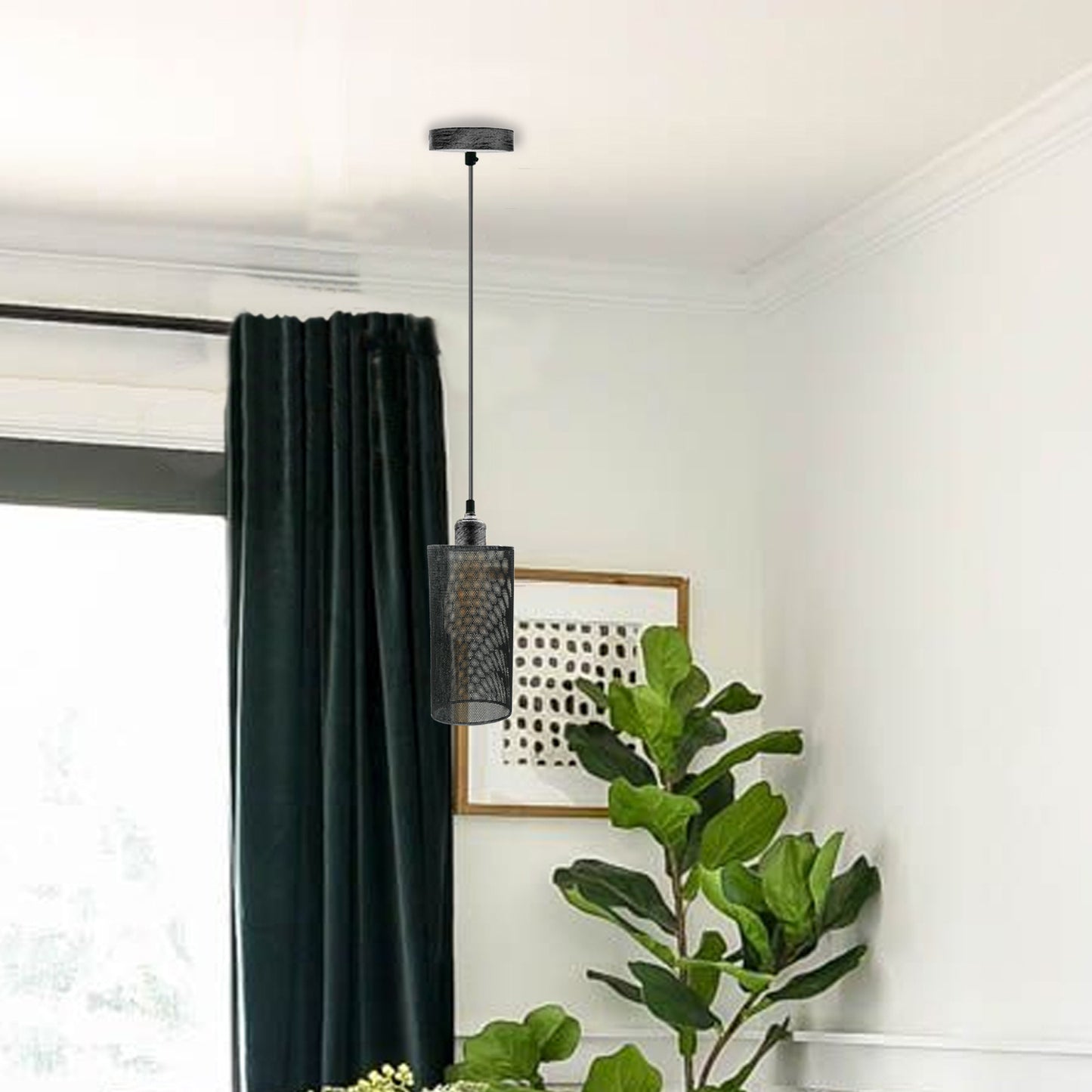 Industrial Vintage Metal Cage Cylinder Pendant Light Fixture