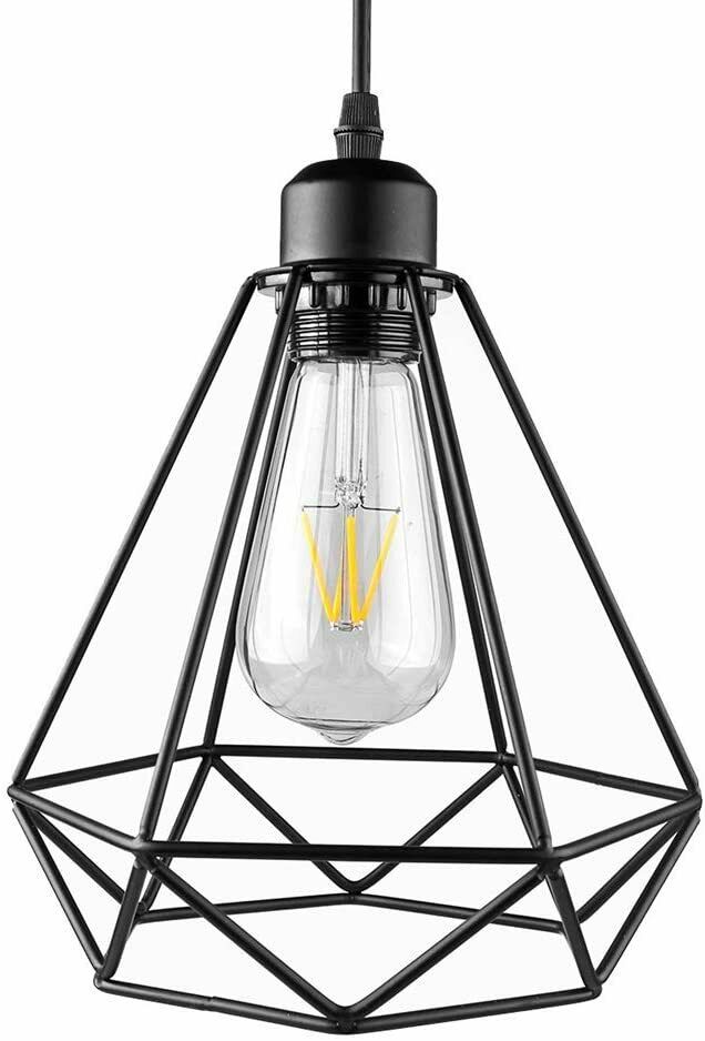 Vintage Geometric Pendant Light Cage Farmhouse Light Fixture