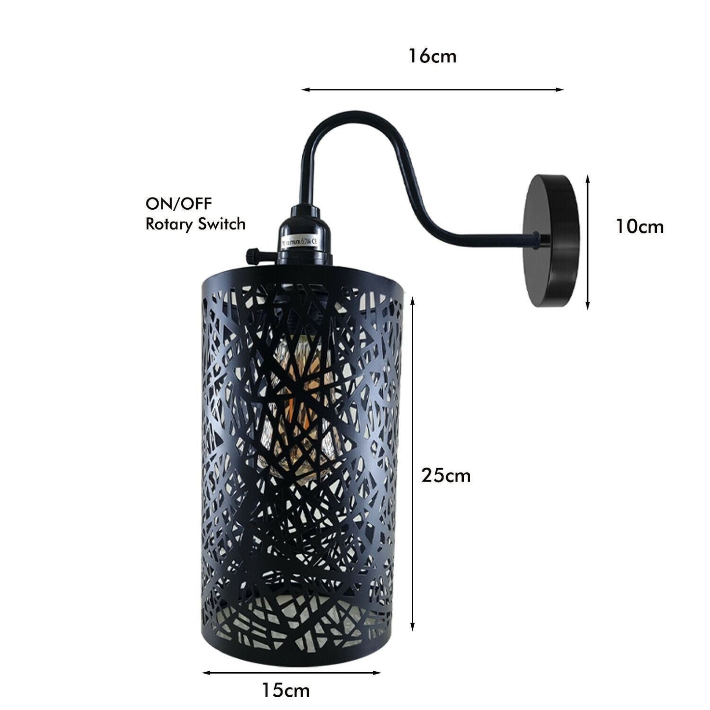 Vintage Industrial Metal Shade Black Wall Lights