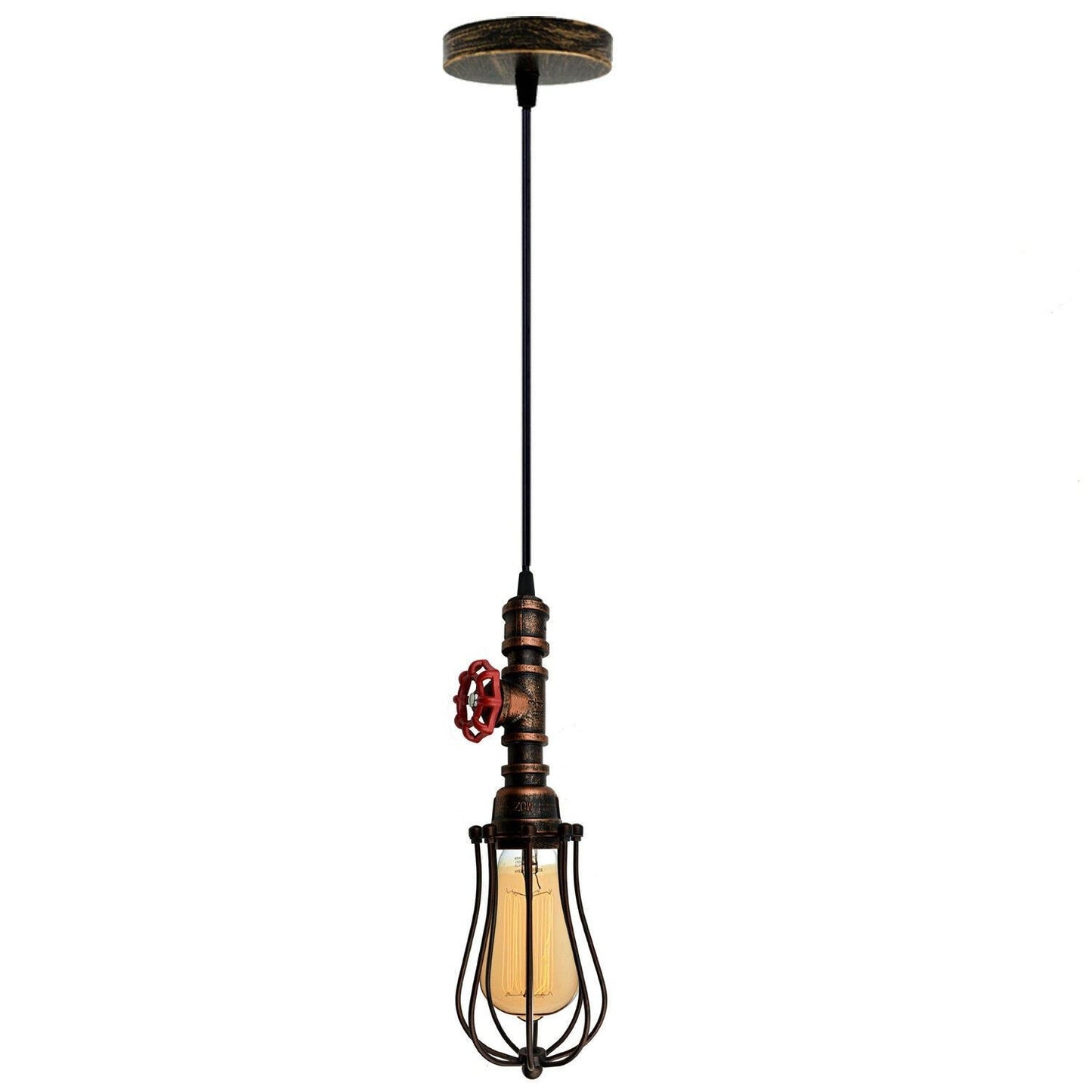 Rustic Red Balloon Cage Water Pipe Light.JPG