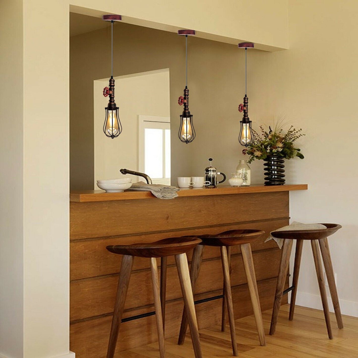 Rustic Red Balloon Cage Water Pipe Light for Kitchen.JPG