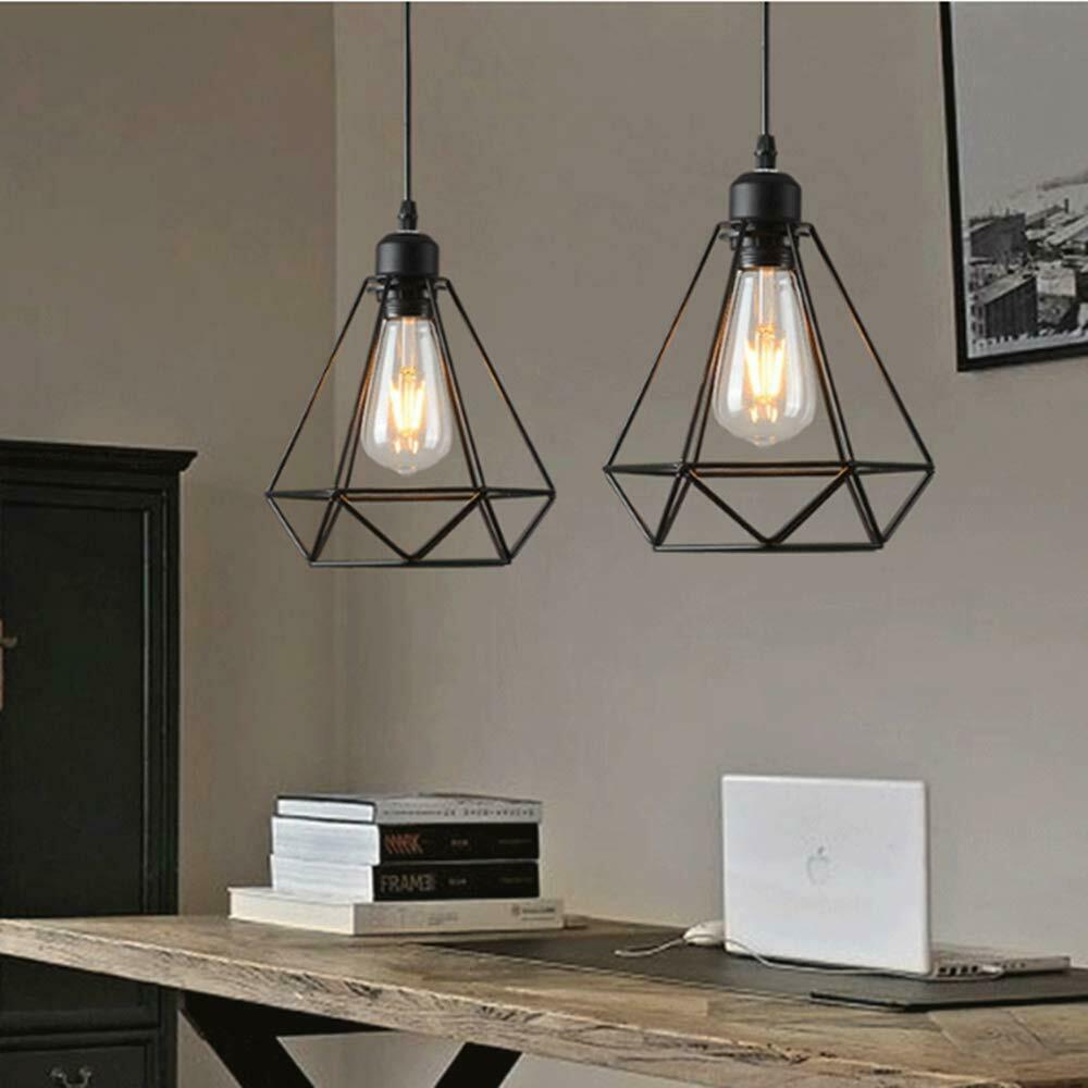 Vintage Geometric Pendant Light Cage Farmhouse Light Fixture