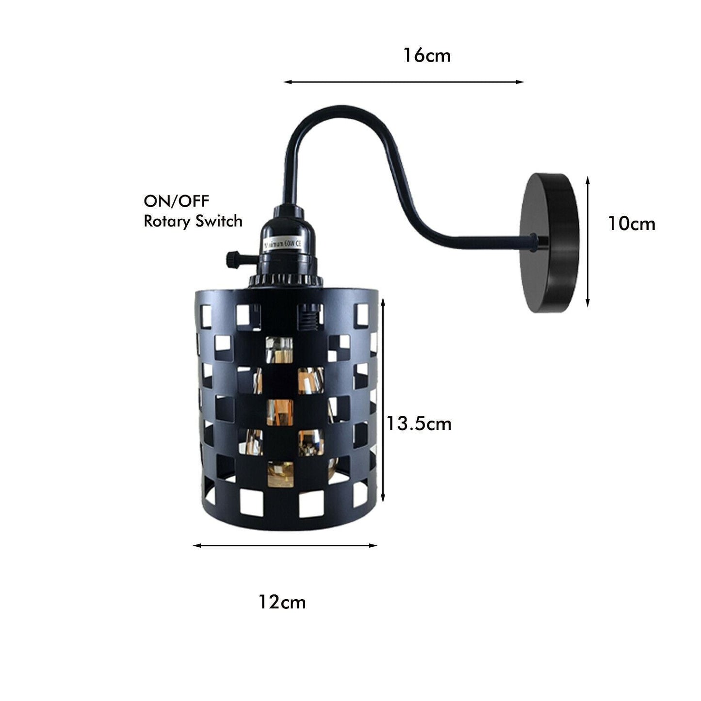 Vintage Industrial Metal Shade Black Wall Lights