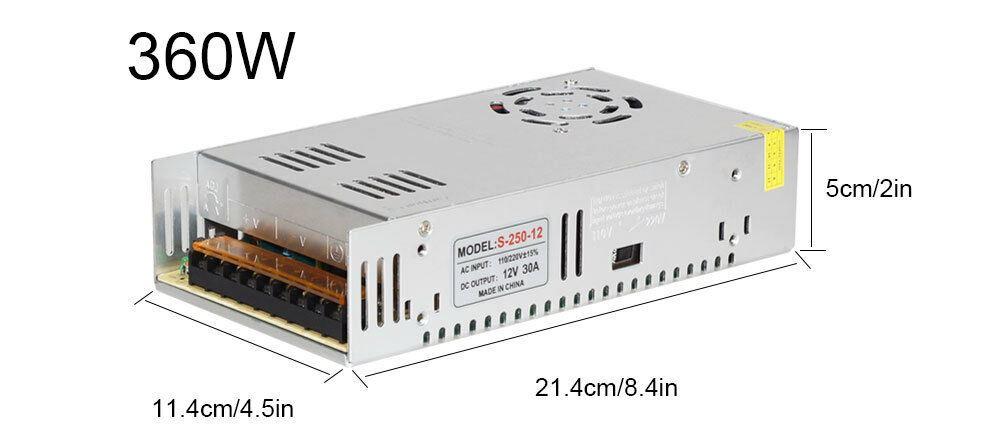 Adjustable DC Power Voltage Converter AC to DC Power Supply Transformer Enclosed Power Supplies 12V S 360 12