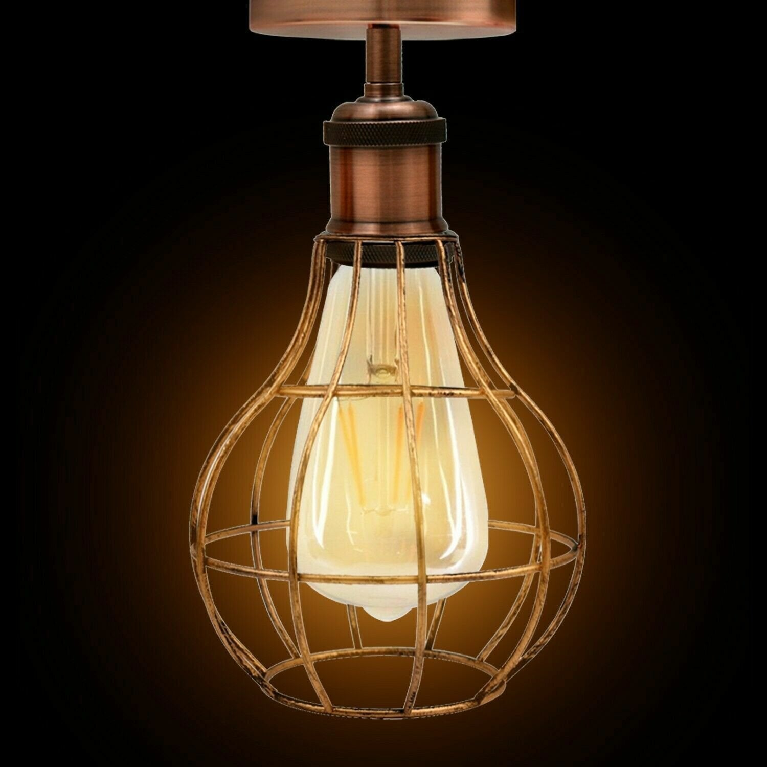 Retro Metal Wire Cage Ceiling Flush Mount Lights