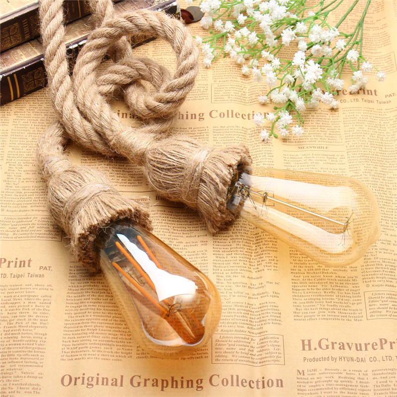 Industrial hanging  hemp rope Pendant lighting