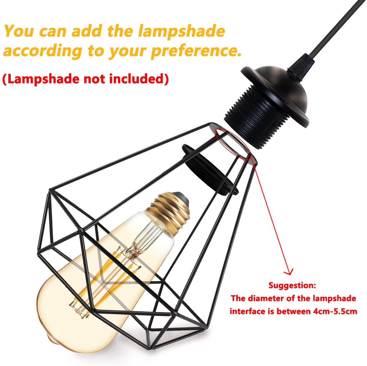 Industrial Black color hanging Pendant Light holder