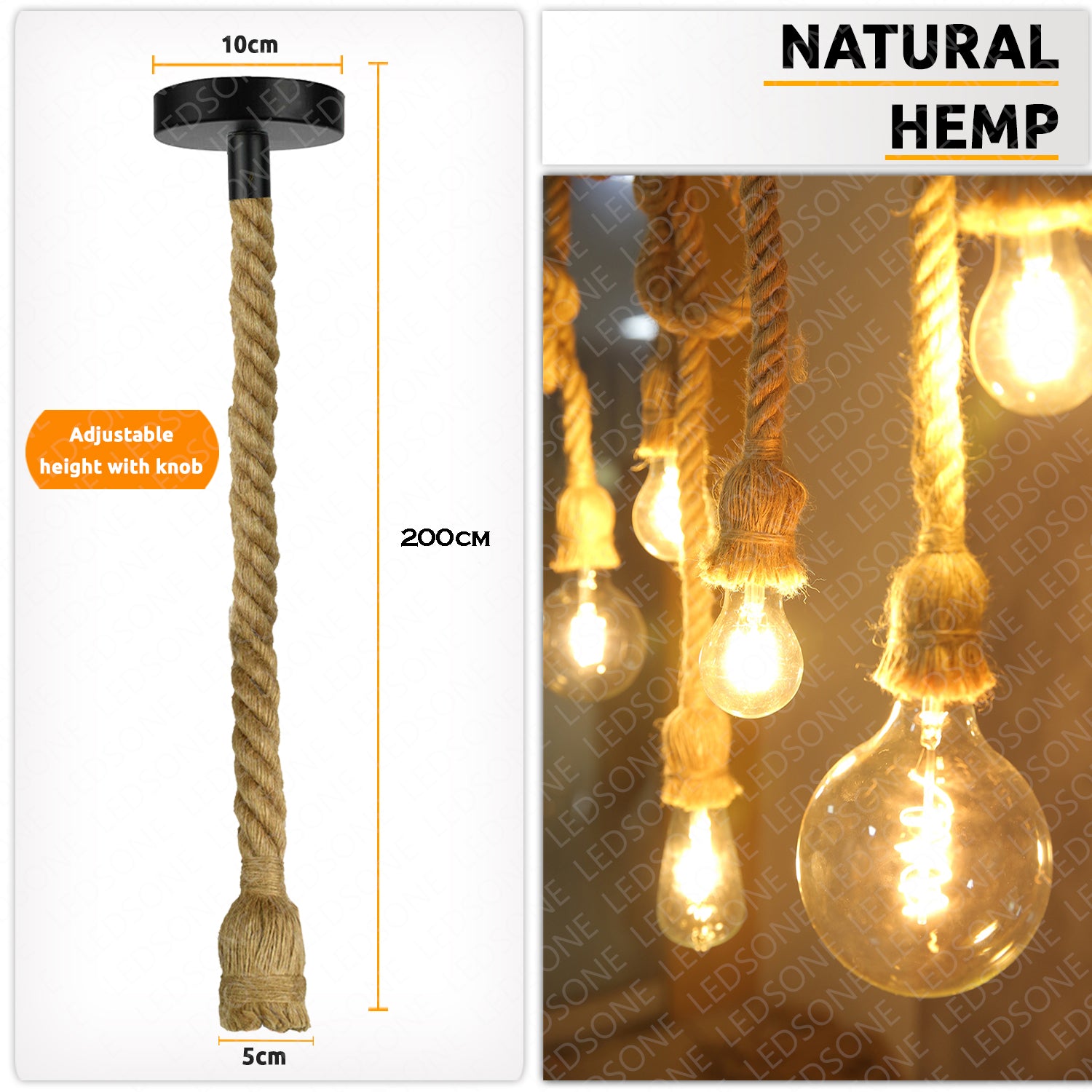 Industrial Twisted Rope Pendant Light holder