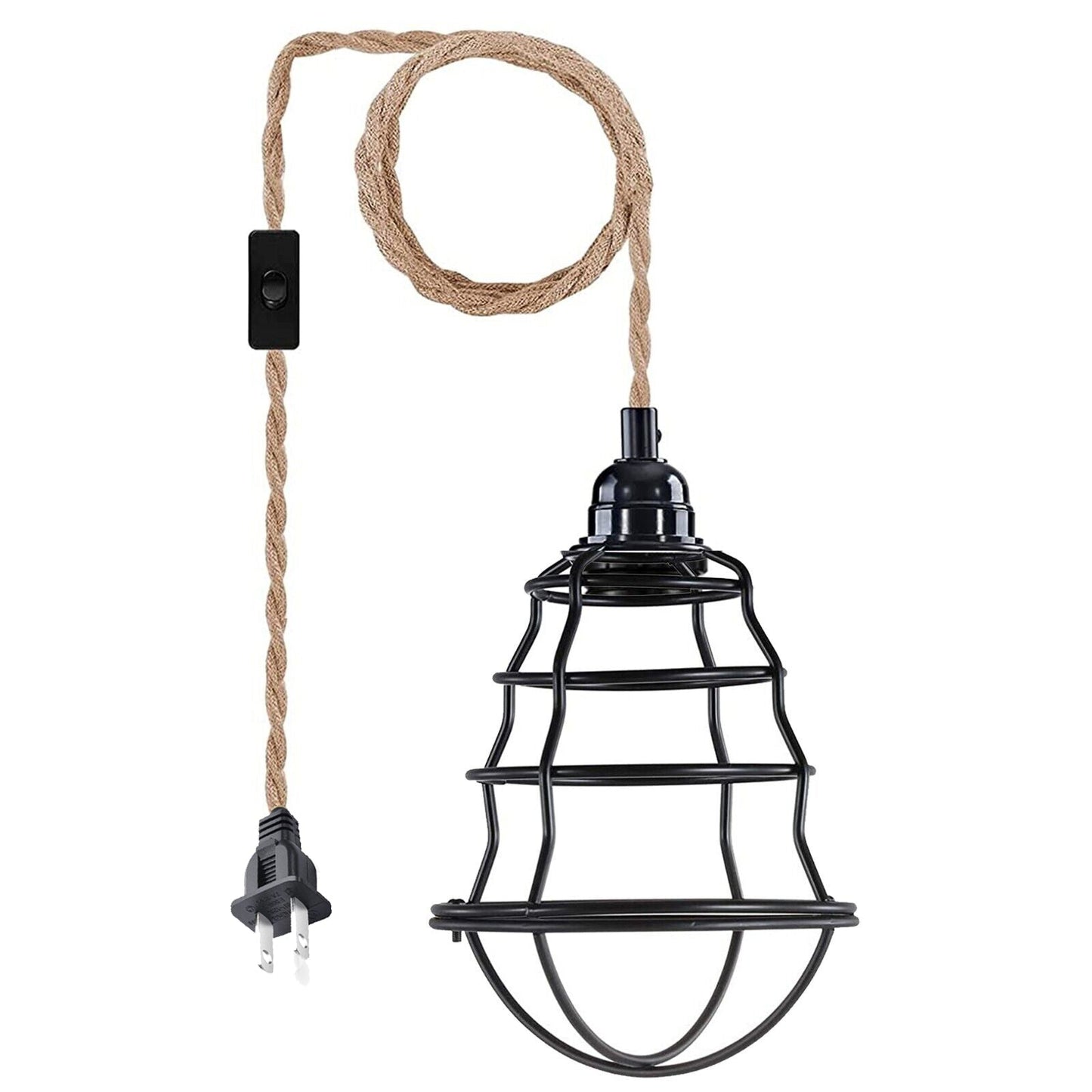 Fabric Hemp Flex Cable kit Black Plug In Pendant Lamp Light E26 Fitting Vintage Lamp