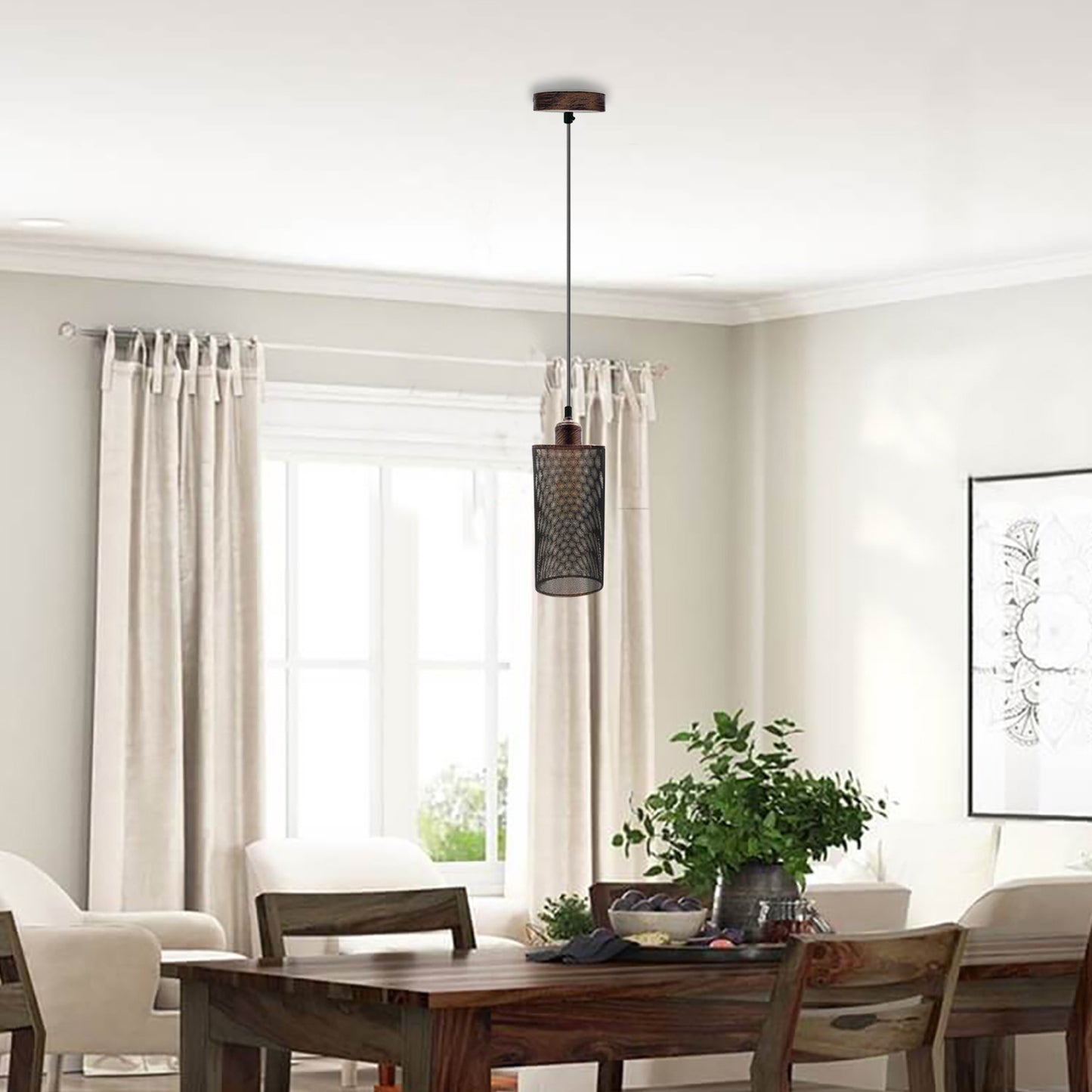 Industrial Vintage Metal Cage Cylinder Pendant Light Fixture