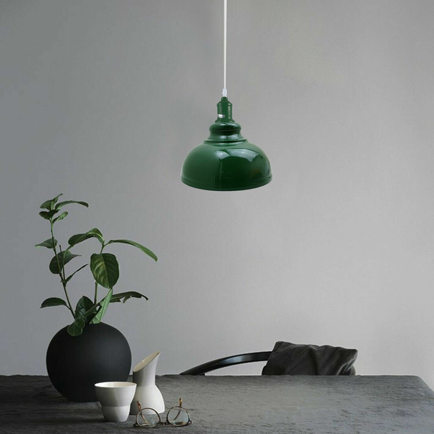Industrial Metal Curvy Hanging Pendant Light