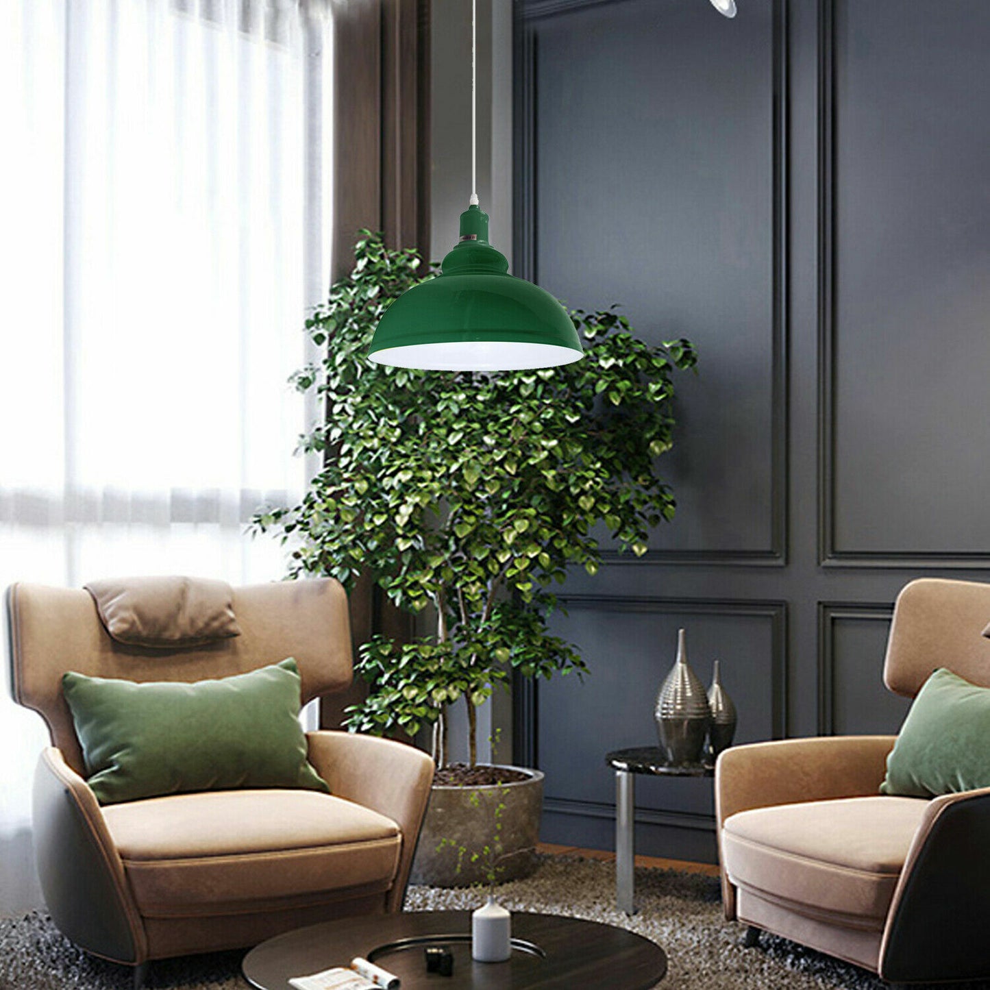 Industrial Metal Curvy Hanging Pendant Light