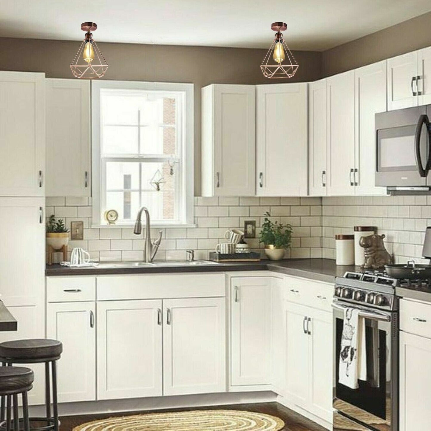 Diamond Wire Cage Flush Mount Lights for Kitchen - Application image