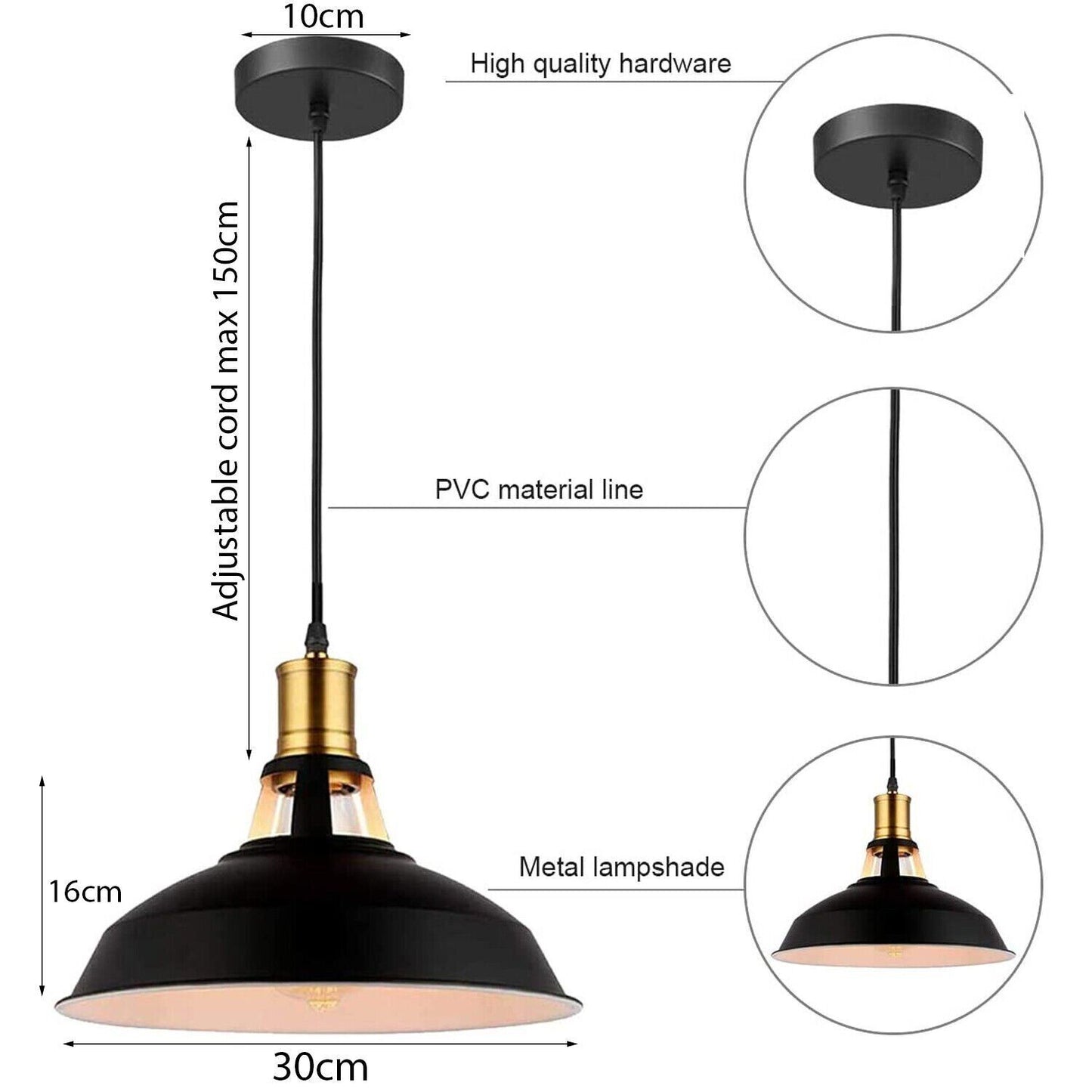 1.5m adjustable wire metal Shade Pendant Light.JPG