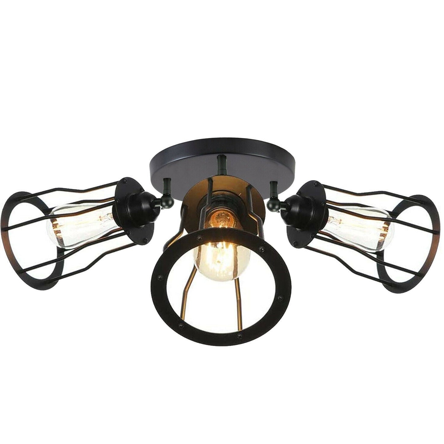 3-Way Black Flush Mount Ceiling Light