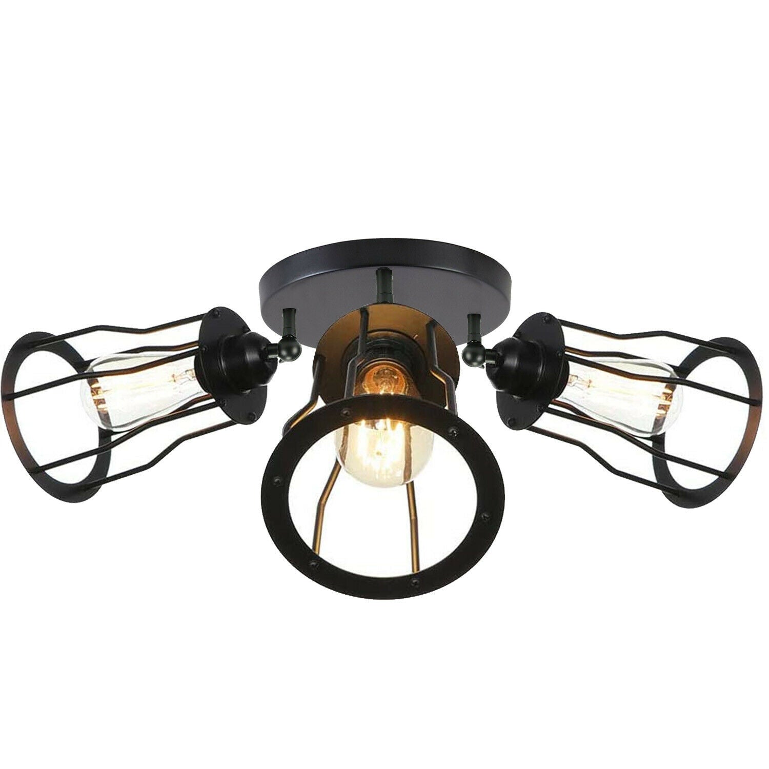 3-Way Black Flush Mount Ceiling Light