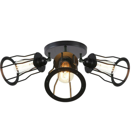 3-Way Black Flush Mount Ceiling Light