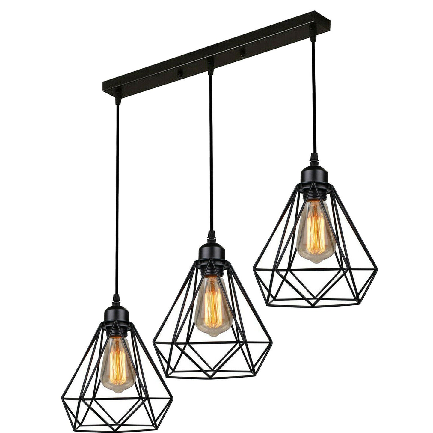 Vintage Geometric Pendant Light Cage Farmhouse Light Fixture