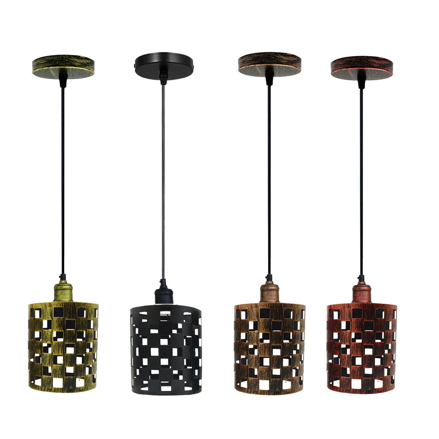 Vintage Metal Barrel Cage Pendant Light Chandelier