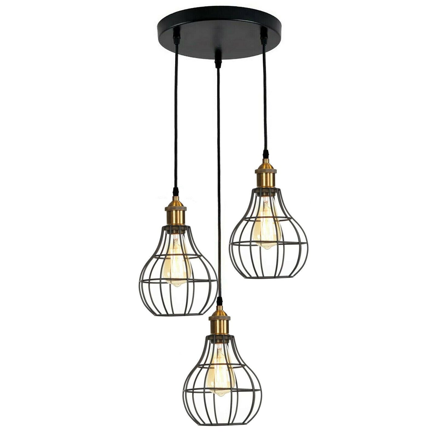 Vintage Industrial Wire Cage Style Retro Ceiling Pendant Light 3 Head Ceiling Lamp~1451