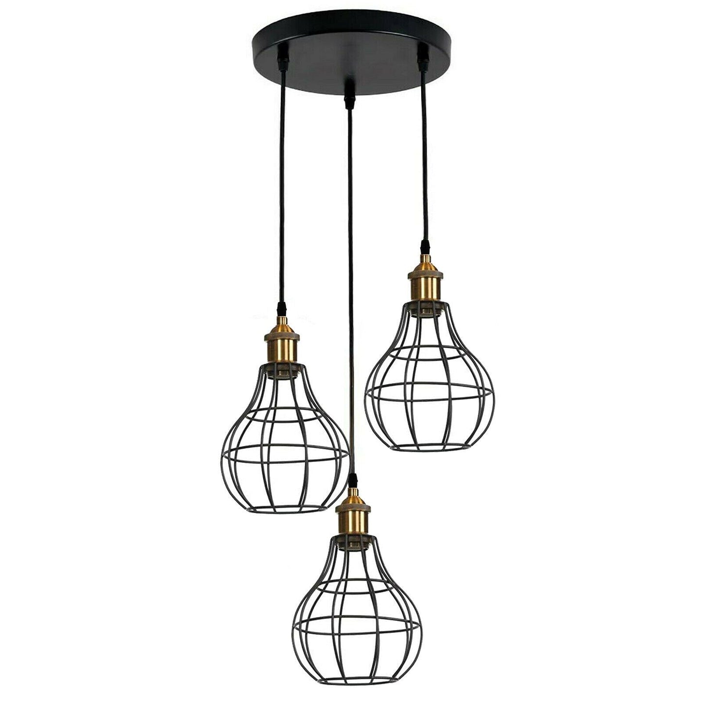 Vintage Industrial Wire Cage Style Retro Ceiling Pendant Light 3 Head Ceiling Lamp~1451