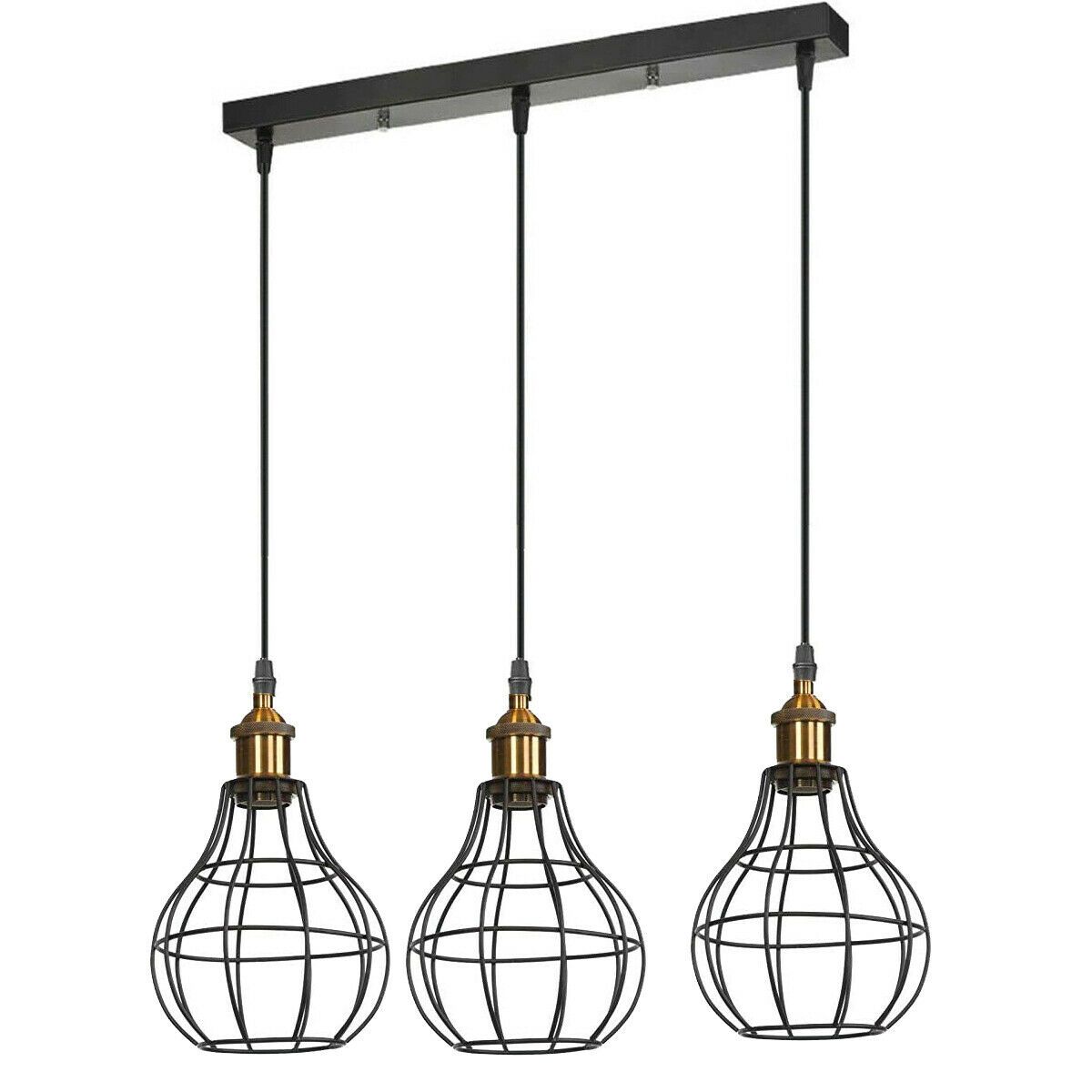 Vintage Industrial Wire Cage Style Retro Ceiling Pendant Light 3 Head Ceiling Lamp~1451