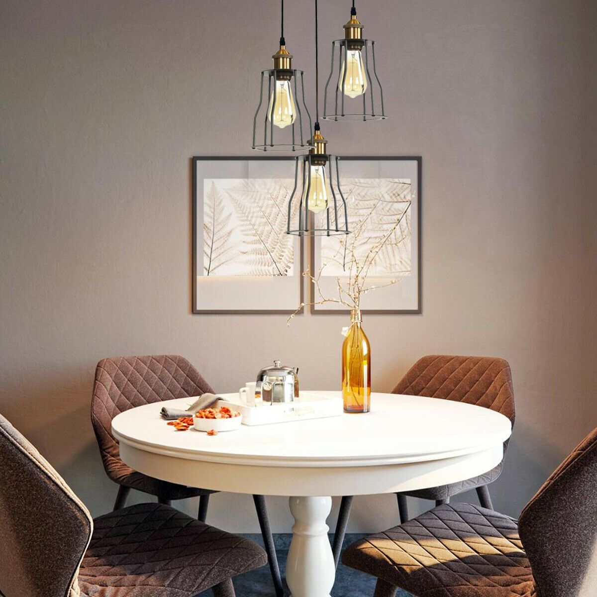 Modern 3-Wire Cage Ceiling Pendant Light