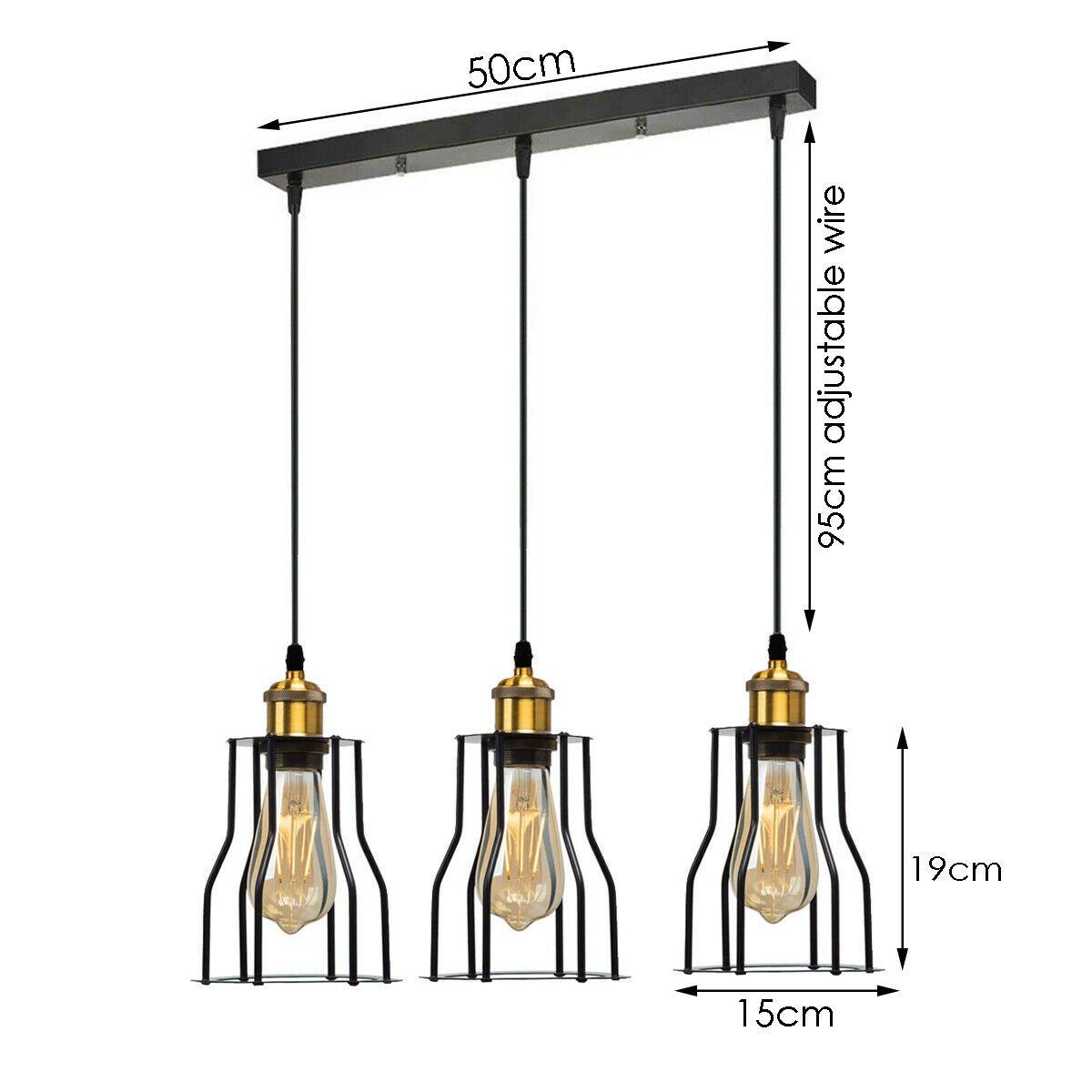 Modern 3-Wire Cage Ceiling Pendant Light