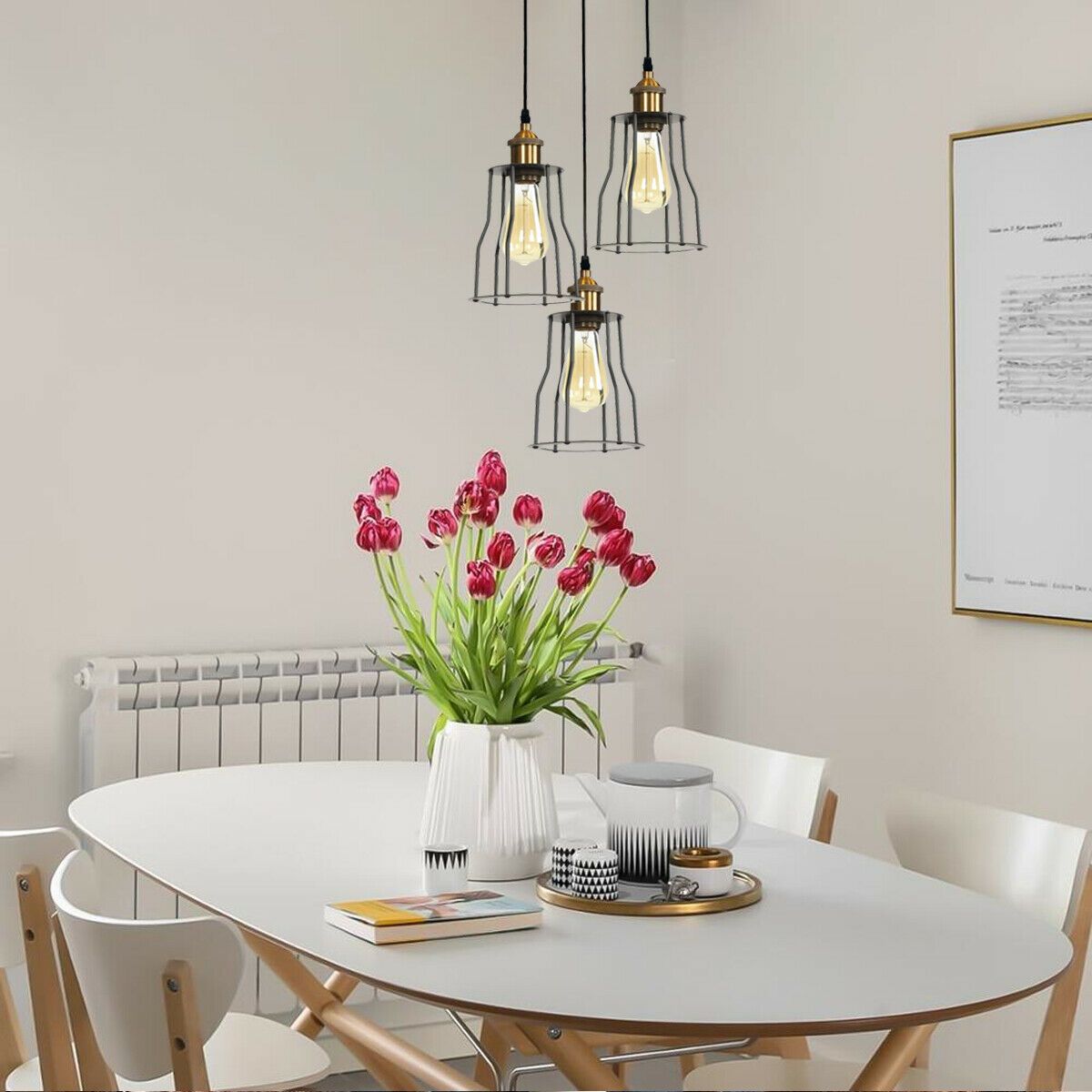 Modern 3-Wire Cage Ceiling Pendant Light