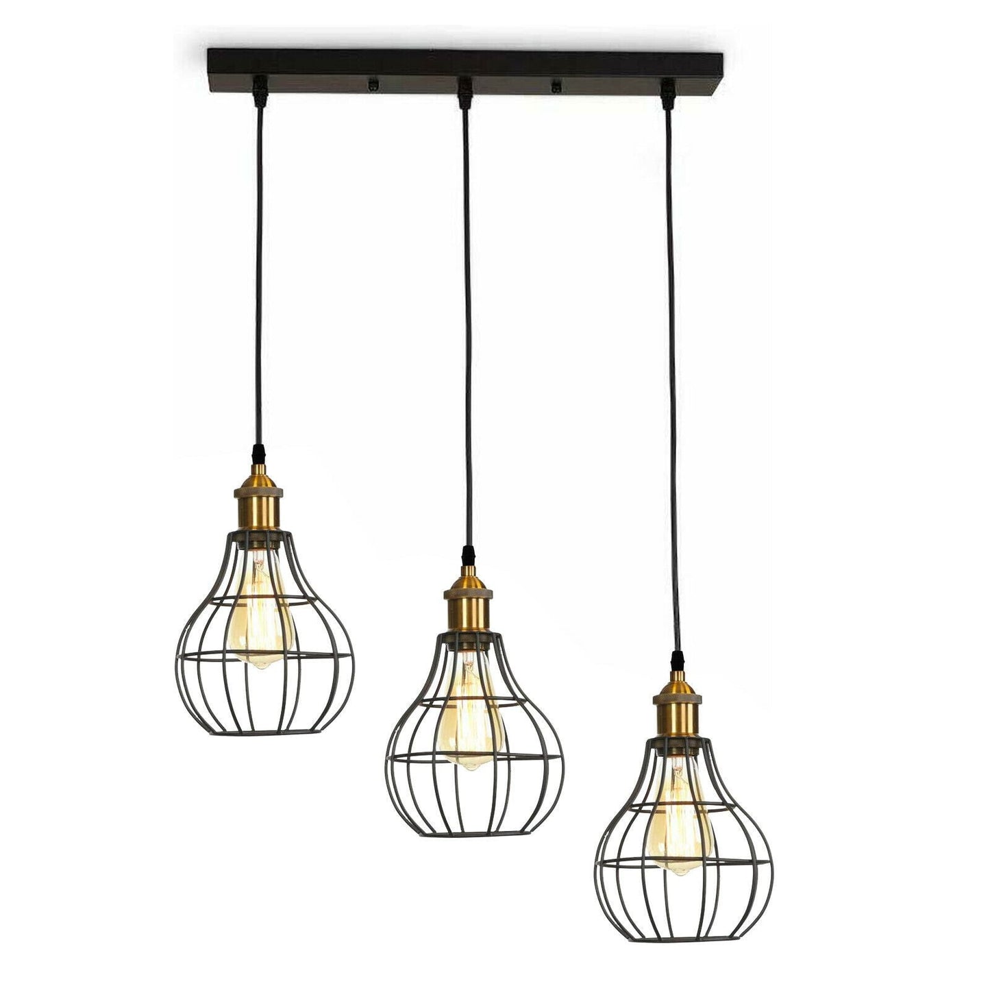 Vintage Industrial Wire Cage Style Retro Ceiling Pendant Light 3 Head Ceiling Lamp~1451