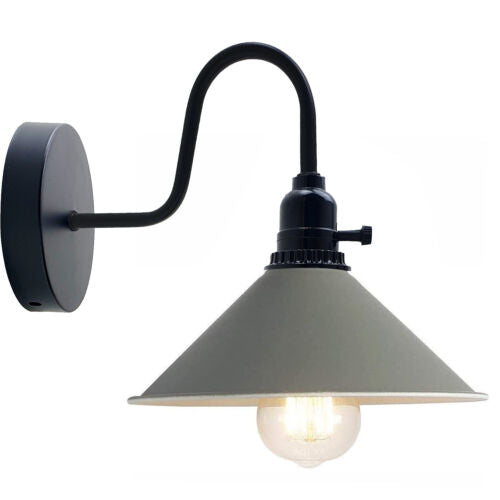Shade Metal Wall Light White Colour with Switch Holder Brushed Effect~1423