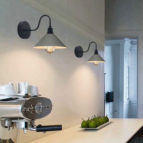 Shade Metal Wall Light White Colour with Switch Holder Brushed Effect~1423