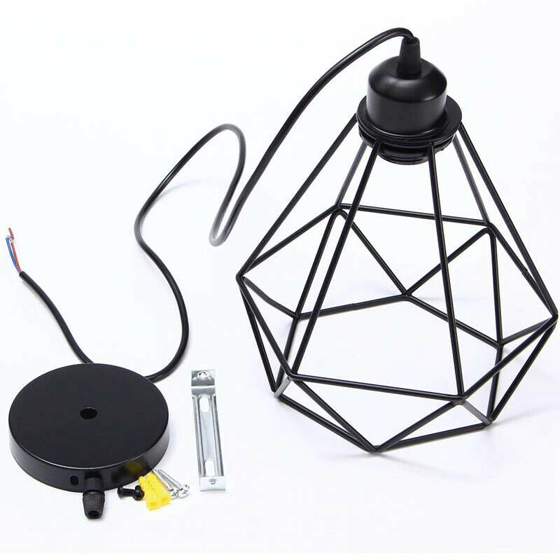 Vintage Geometric Pendant Light Cage Farmhouse Light Fixture