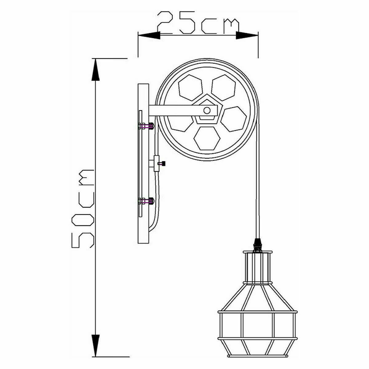 Industrial Pulley Wall Sconce Cage Wall Light Home Restaurant Farmhouse