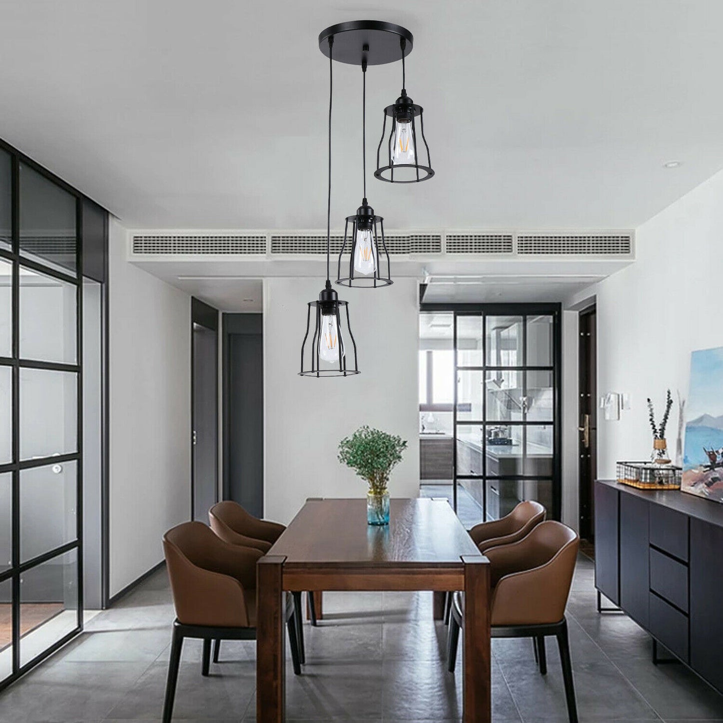 Three-Way Black Hanging Pendant Lamp for kitchen island.JPG