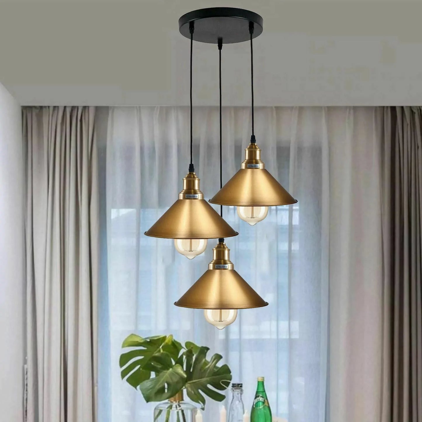 Yellow Brass 3-way pendant light for bed room.JPG