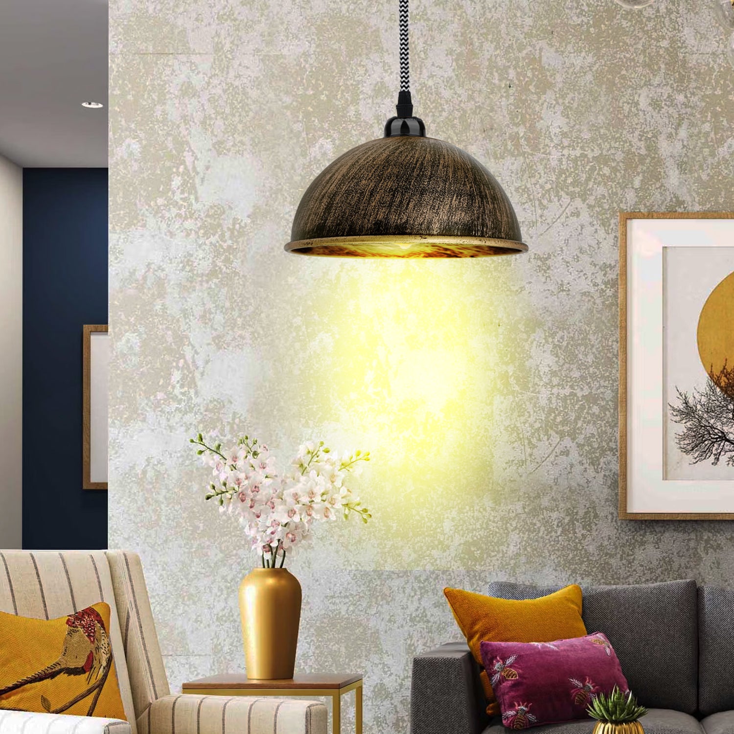 Plugin Fabric Cable Ceiling Dome Shade Pendant light