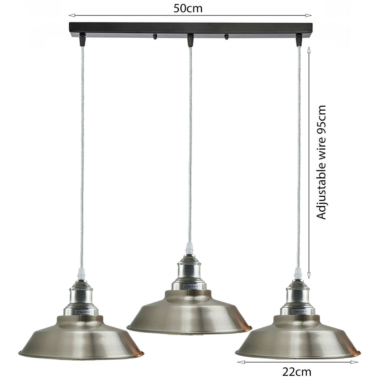 Three-head Metal Bowl Shape Ceiling Pendant Light