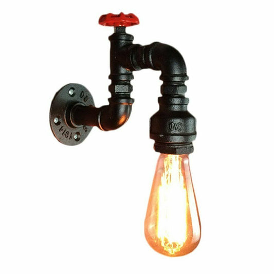 Modern Water-Pipe Wall Sconce Lamp in Black