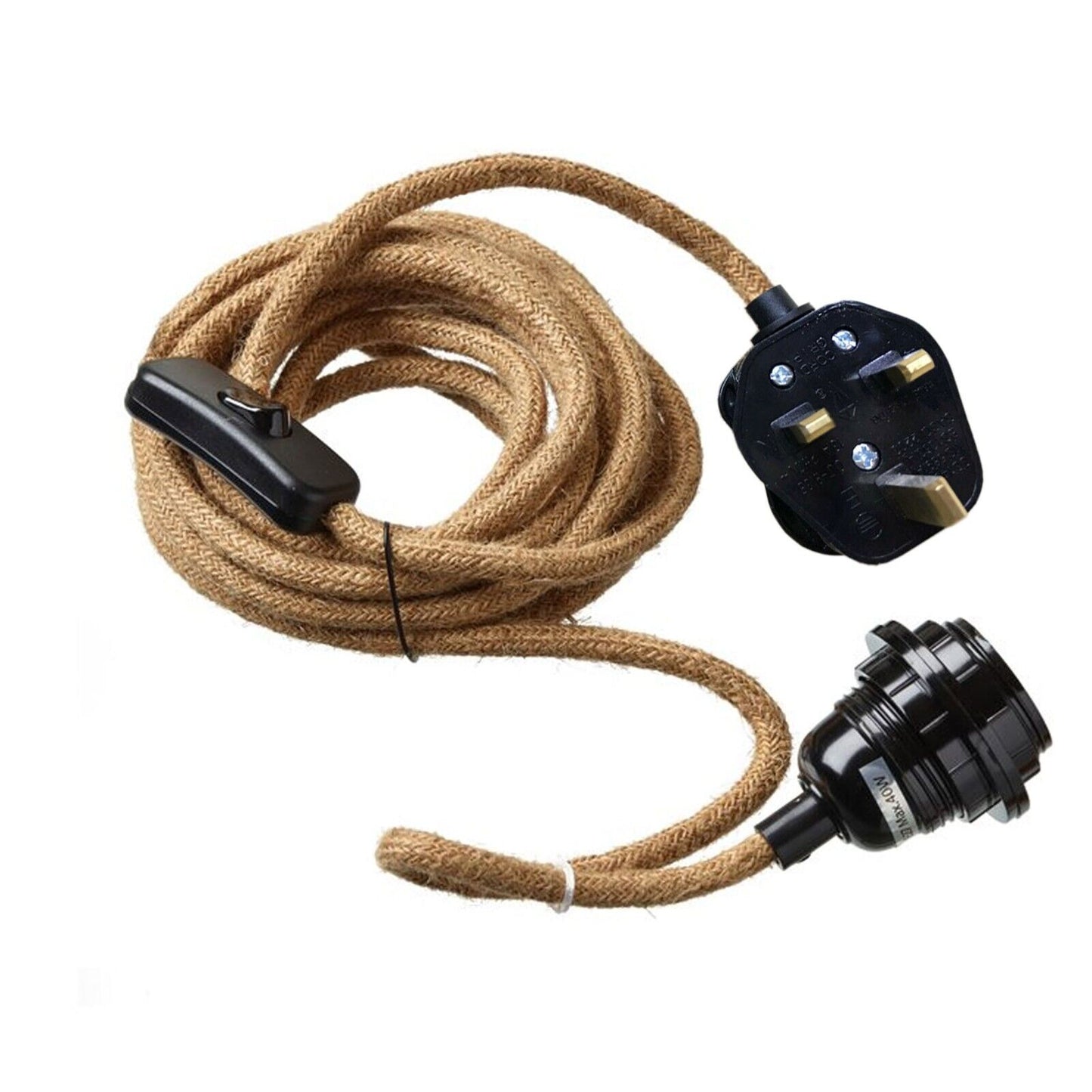 E26 2m Fabric Cable Plug in Pendant Lamp Light Set Fitting Vintage Bulb Holder Socket~1606