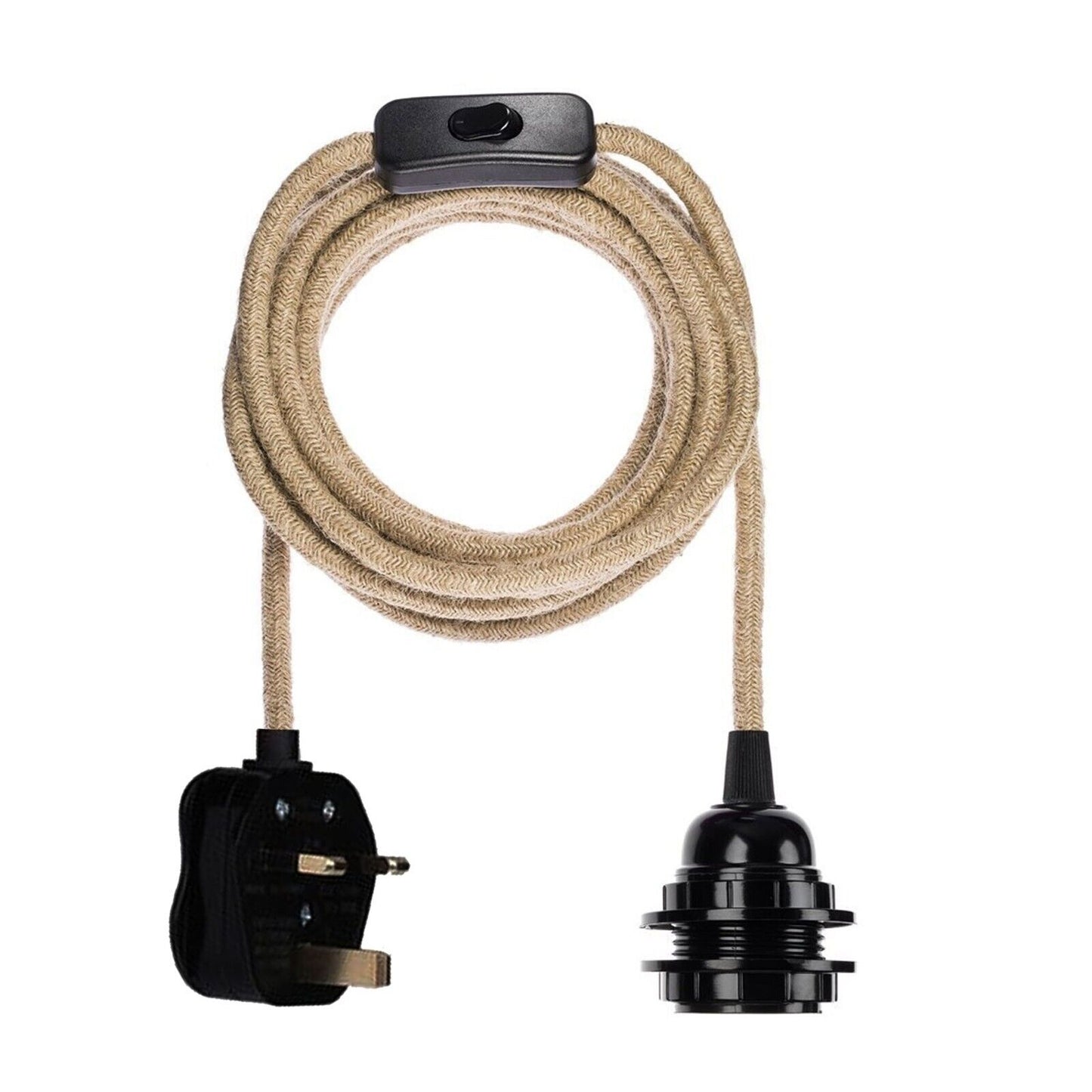 E26 2m Fabric Cable Plug in Pendant Lamp Light Set Fitting Vintage Bulb Holder Socket~1606