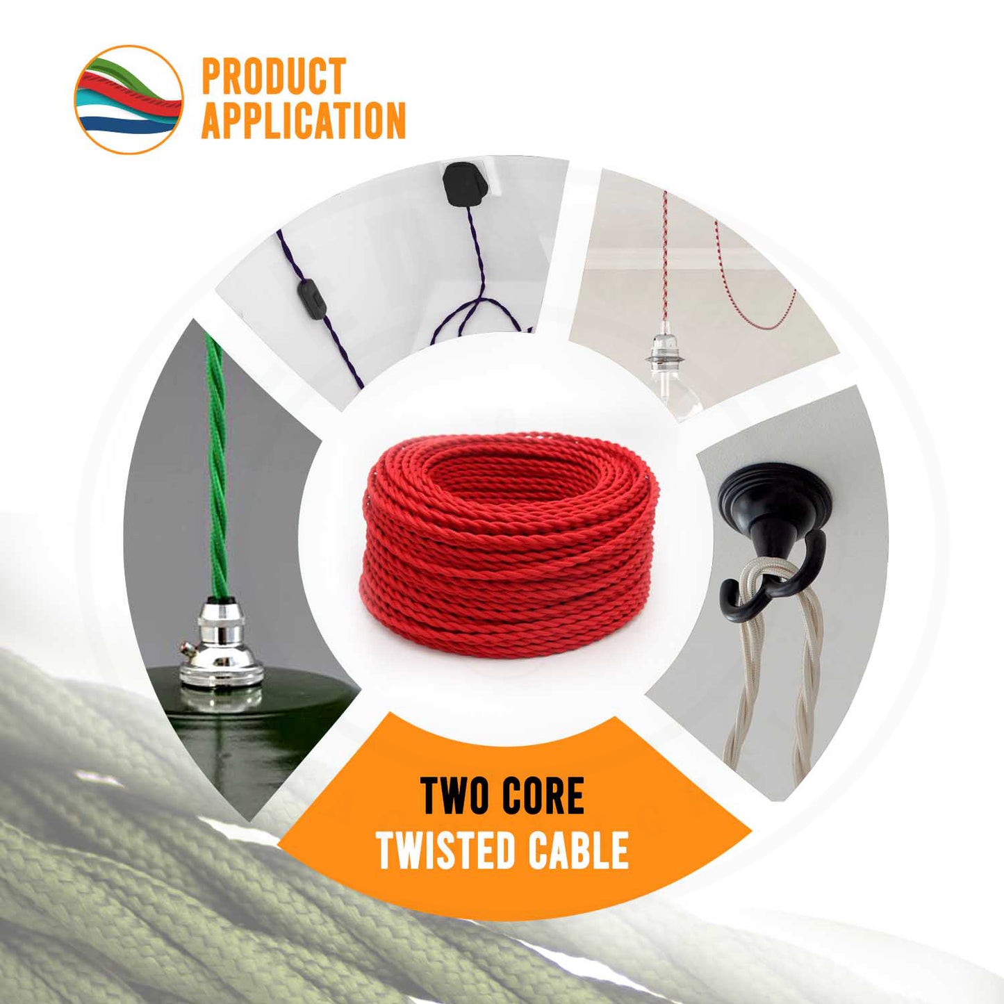 Vintage 2 core Twisted Italian Braided Cable, Electrical Fabric Flexible Lamp Cable Wire~1613