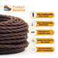 Vintage 2 core Twisted Italian Braided Cable, Electrical Fabric Flexible Lamp Cable~1417